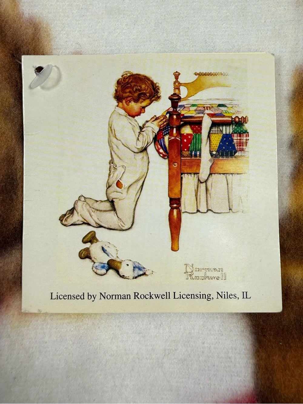 NWT VINTAGE NORMAN ROCKWELL Boys Town Fleece Throw Blanket Lay Me Down To Sleep